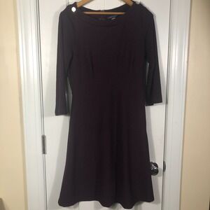 Tommy‎ Hilfiger Womens Cocktail Dress Size 4 Aubergine Purple Rib Knit Fit Flare